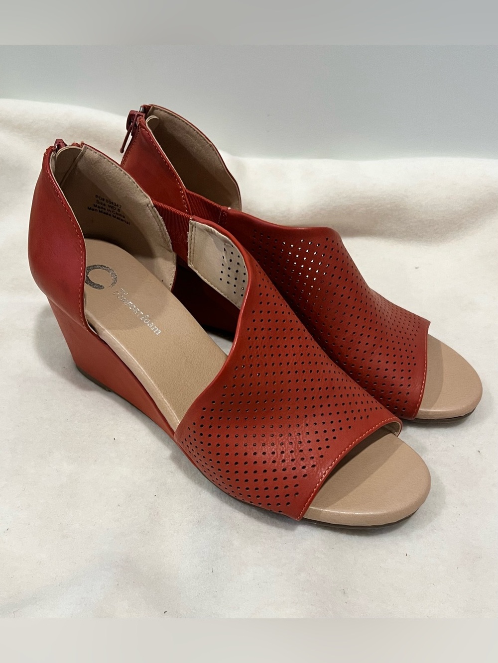 Women’s Perforated Open-Toe Wedge Sandal - Burnt Orange Size 8 NWOT